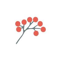 hand drawn branch of berries for winter and autumn decoration. Doodle illustration. vector