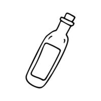 mano dibujado botella de champán o vino para fecha, nuevo año, Navidad, o San Valentín día, matrimonio propuesta. para saludo tarjetas y estacional diseño. garabatear ilustración aislado en blanco antecedentes. vector