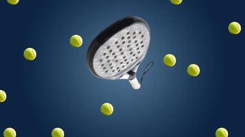 Padel racket and ball on isolated background photo