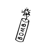 Hand drawn Bomb cartoon doodle on white background vector