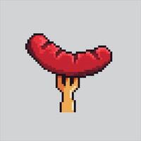 Pixel art illustration Sausage. Pixelated Sausage. Sausage beef pixelated for the pixel art game and icon for website and game. old school retro. vector