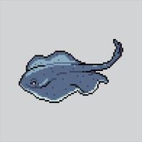 Pixel art illustration Stingray. Pixelated Stingray. Ocean Stingray sea animal pixelated for the pixel art game and icon for website and game. old school retro. vector