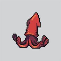 Pixel art illustration Squid. Pixelated Squid. Ocean Squid sea animal pixelated for the pixel art game and icon for website and game. old school retro. vector