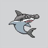 Pixel art illustration Hammerhead. Pixelated Hammerhead Shark. Hammerhead Shark pixelated for the pixel art game and icon for website and game. old school retro. vector