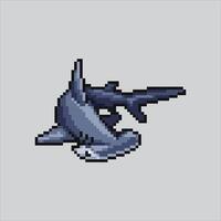 Pixel art illustration Hammerhead. Pixelated Hammerhead Shark. Hammerhead Shark pixelated for the pixel art game and icon for website and game. old school retro. vector