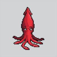 Pixel art illustration Squid. Pixelated Squid. Ocean Squid sea animal pixelated for the pixel art game and icon for website and game. old school retro. vector