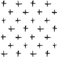 Hand drawn crosses seamless pattern. Abstract geometric background with strokes. Cross and plus symbols. Hipster monochrome texture. Simple pattern. vector