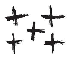 Set of grunge hand drawn brush strokes cross x cross sign irregular symbol graphic design collection. The tick symbol is NO vector