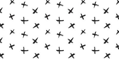 Hand drawn crosses seamless pattern. Abstract geometric background with strokes. Cross and plus symbols. Hipster monochrome texture. Simple pattern. vector