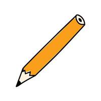 Hand drawn yellow pencil on white background vector