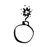 Hand drawn Bomb cartoon doodle on white background vector