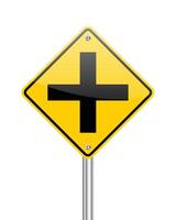 4-way intersection traffic sign traffic sign on white vector