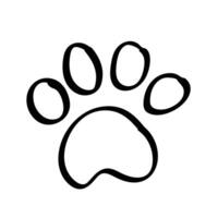 Hand drawn animal paw doodle on white background vector
