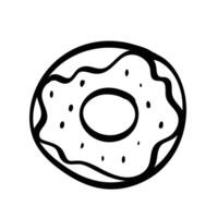 Hand drawn donut doodle on white vector