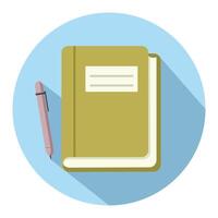 Book and pen flat icon style vector