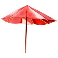 Watercolor beach umbrella. Red color. Watercolor summertime element. vector