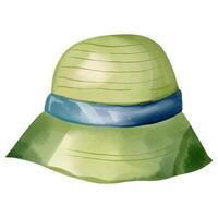 Watercolor hand painted hat. Watercolor summertime element. vector