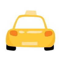 Flat Style Illustration Isolated Iconic Yellow Taxi on White Background vector