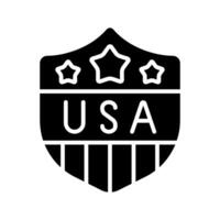 USA shield icon. Red, white, and blue shield with stars and USA text. National pride and patriotism concept. vector