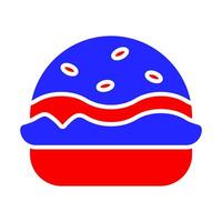 patriótico hamburguesa icono. azul y rojo colores con sésamo semillas símbolo de americano cocina, verano barbacoas, y nacional orgullo. vector