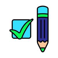 Pencil with a cross and a tick. Elections, check stamps, voting, candidate, voter, polling station, president, parliament, debate, election campaign. vector