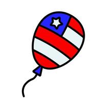 Patriotic balloon icon. Red, white, and blue balloon with star and stripes design. Celebration and festive decoration concept. vector