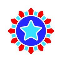Patriotic badge icon. Red, white, and blue badge with a star in the center. National pride and celebration concept. vector