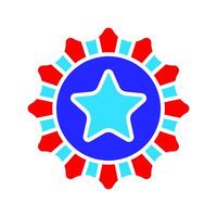 patriótico Insignia icono. rojo, blanco, y azul Insignia con un estrella en el centro. nacional orgullo y celebracion concepto. vector