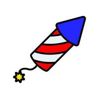 Firework rocket icon. Striped rocket with a lit fuse. Celebration and festive concept. vector