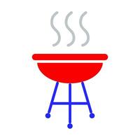 Barbecue grill set icon. Red grill, steam lines, cooking, outdoor BBQ, summer, picnic, grilling, food preparation, party. vector