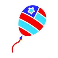 Patriotic balloon icon. Red, white, and blue balloon with star and stripes design. Celebration and festive decoration concept. vector