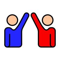 Debate set icon. Two figures high-fiving, representing agreement, collaboration, teamwork, political discussion, debate, argument, consensus, partnership, unity. vector