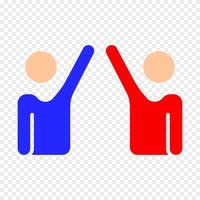 Debate set icon. Two figures high-fiving, representing agreement, collaboration, teamwork, political discussion, debate, argument, consensus, partnership, unity. vector