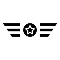 Patriotic wings icon. Red wings with blue circle and white star in the center. National pride and military concept. vector