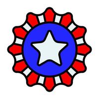 Patriotic badge icon. Red, white, and blue badge with a star in the center. National pride and celebration concept. vector