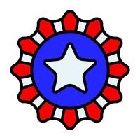 Patriotic badge icon. Red, white, and blue badge with a star in the center. National pride and celebration concept. vector