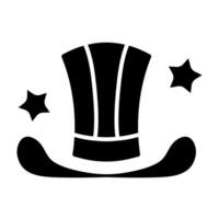 Uncle Sam hat icon. Red, white, and blue colors with stars. Symbol of American patriotism and national pride. vector