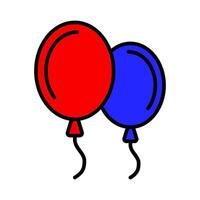 Patriotic balloon icon. Red, white, and blue balloon with star and stripes design. Celebration and festive decoration concept. vector