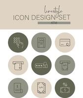 Linestyle Icon Design Set ATM vector