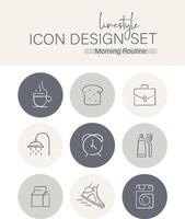 Linestyle Icon Design Set Morning Routine vector