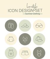 Linestyle Icon Design Set Summer Clothing vector