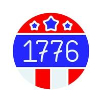 1776 badge icon. Round badge with stars, stripes, and the year 1776. American Independence and patriotism concept. vector