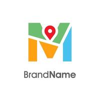 Modern Initial M Maps Location Logo vector