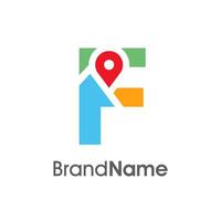 Modern Initial F Maps Location Logo vector