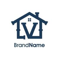 Modern Initial V Home Plumbing Logo vector