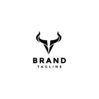 Simple Bold Bull Horn Logo Design. Bold Tribal Bull Symbol Logo Design. vector