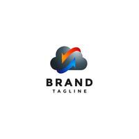Simple Cloud Icon With Two Arrows Logo Design. Two Arrows Circling a Cloud Logo Design. vector