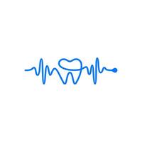 Creative Dental Pulse Logo Design. Heartbeat Forms Teeth Silhouette Logo Design. vector