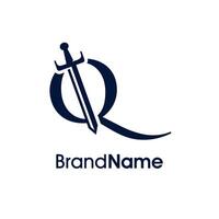 Elegant Initial Q Sword Logo vector