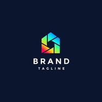 Colorful Shutter Home Icon Logo Design. Colorful House Icon With Camera Shutter Motif Logo Design. vector